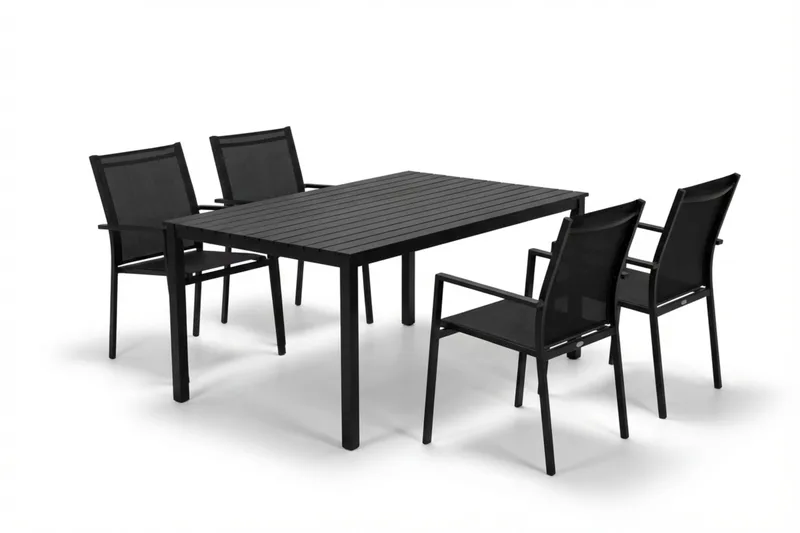Siri Matgrupp utomhus 150 cm med 4 Tunis Stapelstolar