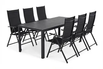 Siri Matgrupp utomhus 205 cm med 6 Maggie Fällbar Positionsstolar - Utemöbler & utemiljö - Utegrupp - Matgrupp utomhus