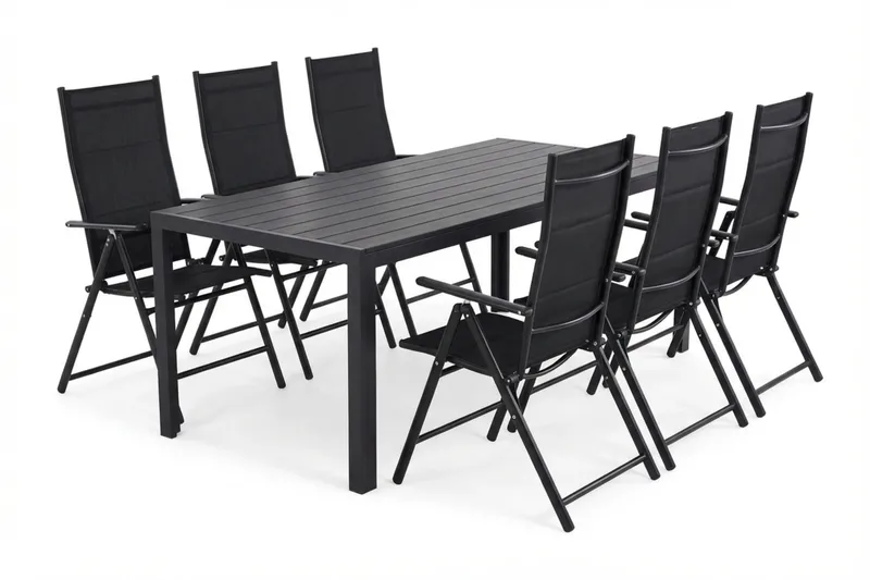 Siri Matgrupp utomhus 205 cm med 6 Maggie Fällbar Positionsstolar