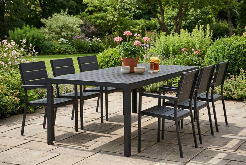 Siri Matgrupp utomhus 205 cm med 6 Tunis Aintwood Stolar - Utemöbler & utemiljö - Utegrupp - Matgrupp utomhus