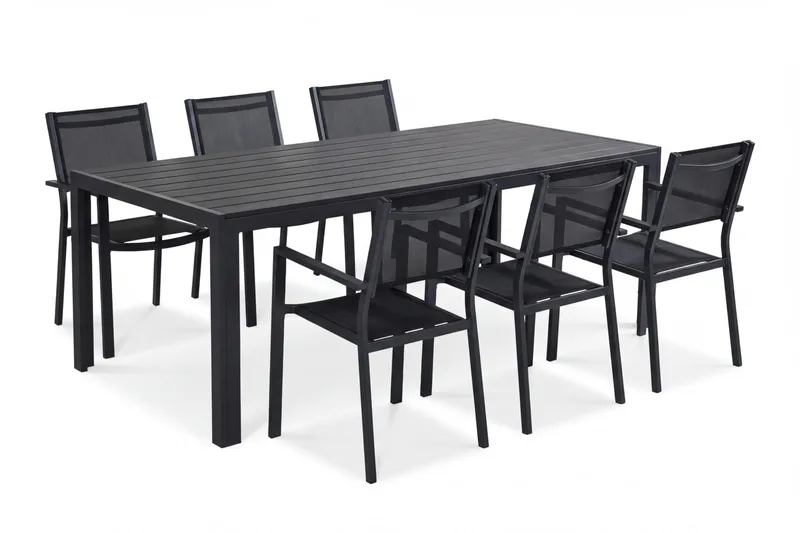 Siri Matgrupp utomhus 205 cm med 6 Tunis Stapelstolar