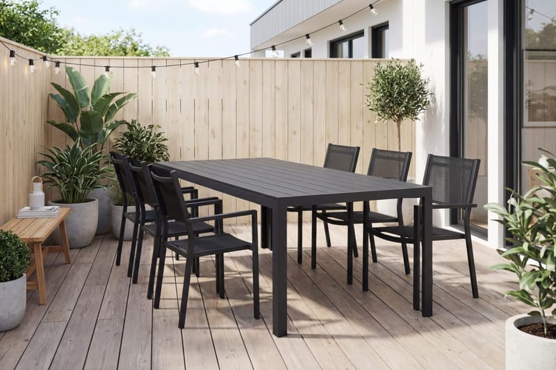 Siri Matgrupp utomhus 205 cm med 6 Tunis Stapelstolar - Utemöbler & utemiljö - Utegrupp - Matgrupp utomhus
