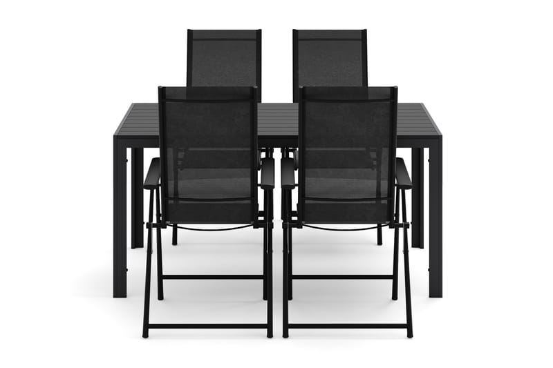 Siri Rektangulärt utebord 150 cm med 4 Sanna utestolar - Svart - Utemöbler & utemiljö - Utegrupp - Matgrupp utomhus