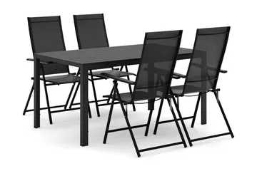 Siri Rektangulärt utebord 150 cm med 4 Sanna utestolar - Svart - Utemöbler & utemiljö - Utegrupp - Matgrupp utomhus