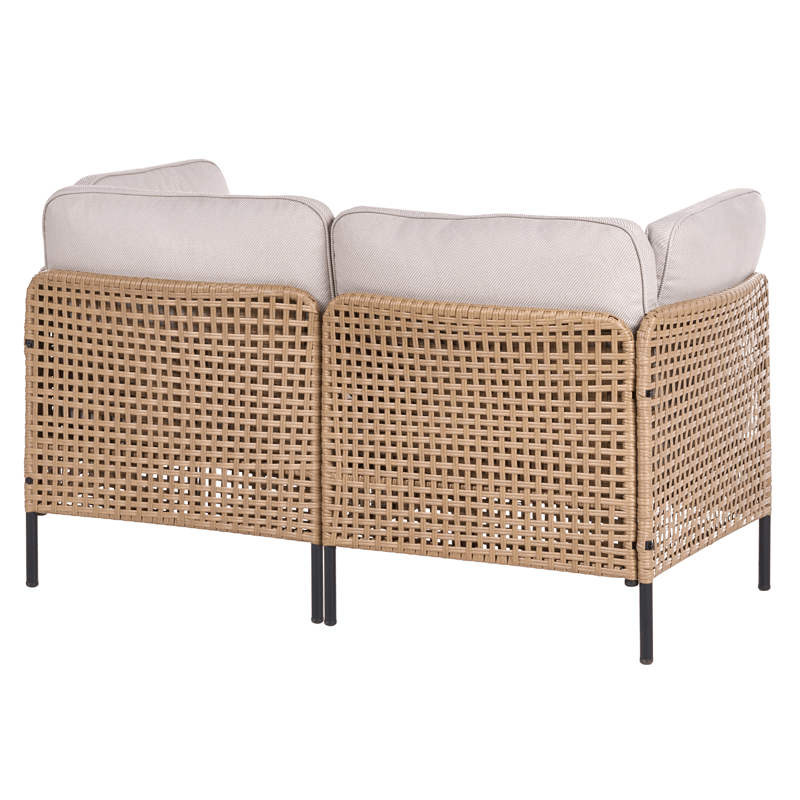 Soffa utomhus med Bord 2-Sits Omegana Konstrotting - Beige/Svart - Utemöbler & utemiljö - Utegrupp - Soffgrupp utomhus