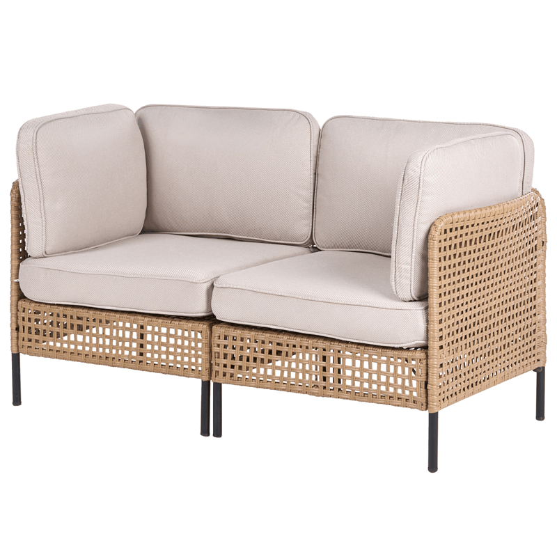 Soffa utomhus med Bord 2-Sits Omegana Konstrotting - Beige/Svart - Utemöbler & utemiljö - Utegrupp - Soffgrupp utomhus