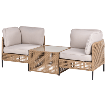 Soffa utomhus med Bord 2-Sits Omegana Konstrotting - Beige/Svart - Utemöbler & utemiljö - Utegrupp - Soffgrupp utomhus