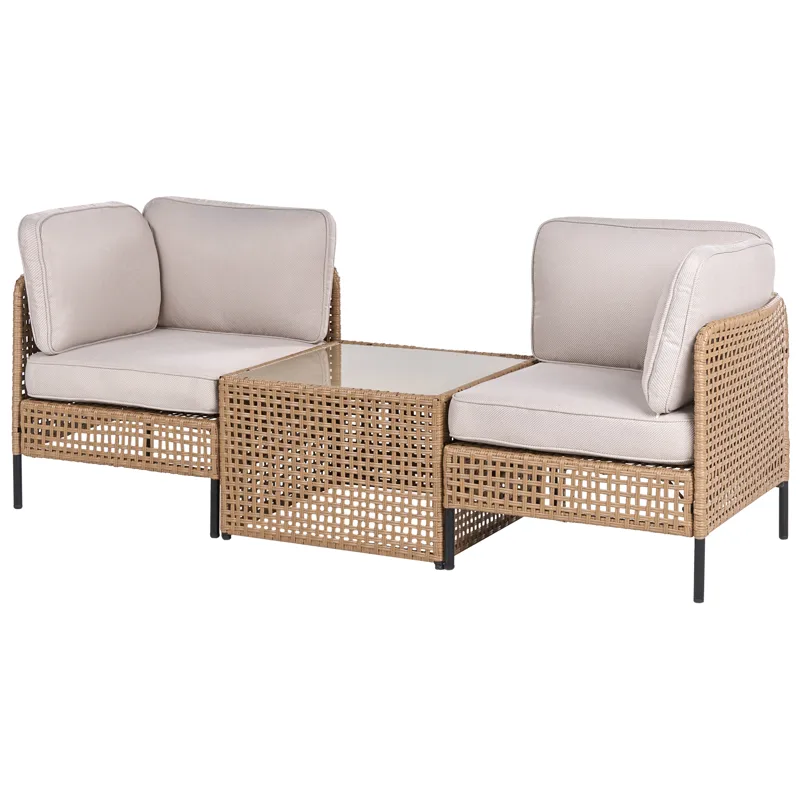Soffa utomhus med Bord 2-Sits Omegana Konstrotting, Beige/Svart