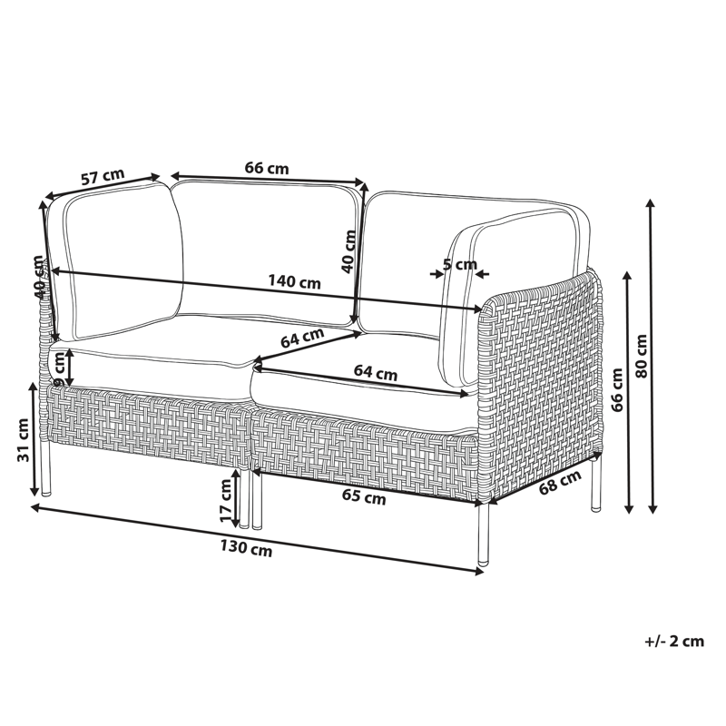 Soffa utomhus med Bord 2-Sits Omegana Konstrotting - Beige/Svart - Utemöbler & utemiljö - Utegrupp - Soffgrupp utomhus