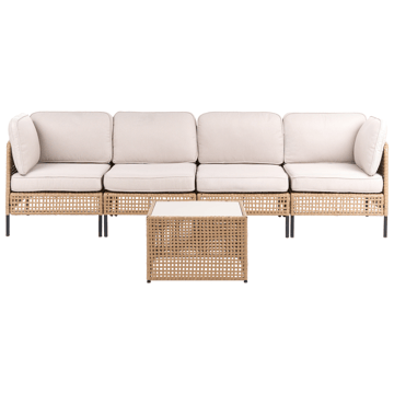 Soffa utomhus med Bord 4-Sits Omegana Modulär Konstrotting - Beige/Svart - Utemöbler & utemiljö - Utegrupp - Soffgrupp utomhus