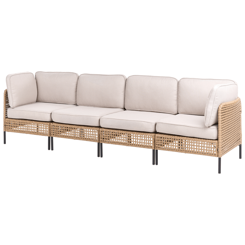 Soffa utomhus med Bord 4-Sits Omegana Modulär Konstrotting - Beige/Svart - Utemöbler & utemiljö - Utegrupp - Soffgrupp utomhus