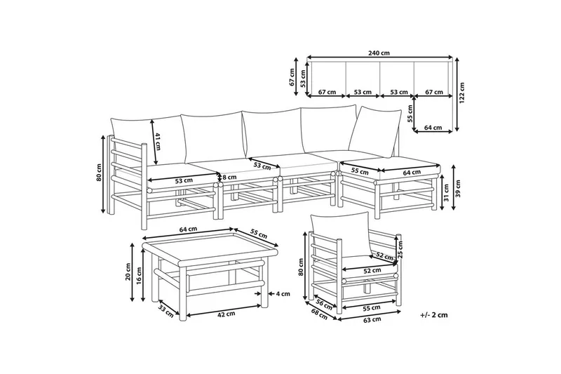 Soffgrupp Cerreto Beige/ljust trä - Beige/ljust trä - Utemöbler & utemiljö - Utegrupp - Soffgrupp utomhus