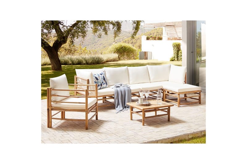 Soffgrupp Cerreto Vit/ljust trä - Vit/ljust trä - Utemöbler & utemiljö - Utegrupp - Soffgrupp utomhus