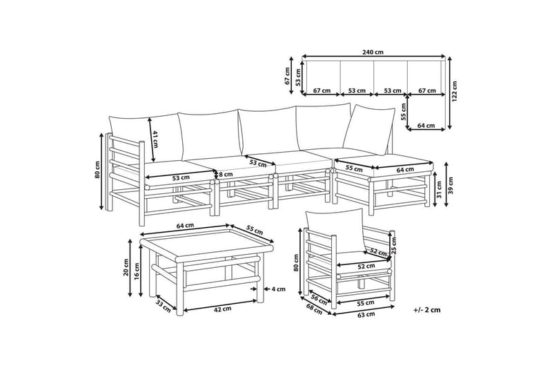 Soffgrupp Cerreto Vit/ljust trä - Vit/ljust trä - Utemöbler & utemiljö - Utegrupp - Soffgrupp utomhus
