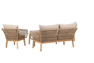 Soffgrupp Chania 2-sits Soffa + 2 Fåtöljer med bord Utomhus - Brun - Utemöbler & utemiljö - Utegrupp - Soffgrupp utomhus