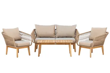 Soffgrupp Chania 2-sits Soffa + 2 Fåtöljer med bord Utomhus - Brun - Utemöbler & utemiljö - Utegrupp - Soffgrupp utomhus