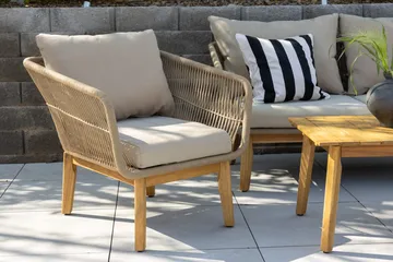 Soffgrupp Chania 2-sits Soffa + 2 Fåtöljer med bord Utomhus - Brun - Utemöbler & utemiljö - Utegrupp - Soffgrupp utomhus
