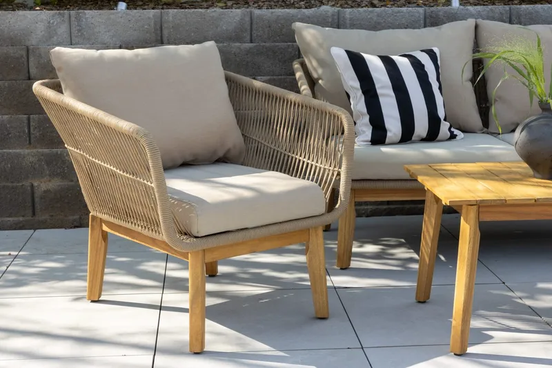 Soffgrupp Chania 2-sits Soffa + 2 Fåtöljer med bord Utomhus - Brun - Utemöbler & utemiljö - Utegrupp - Soffgrupp utomhus