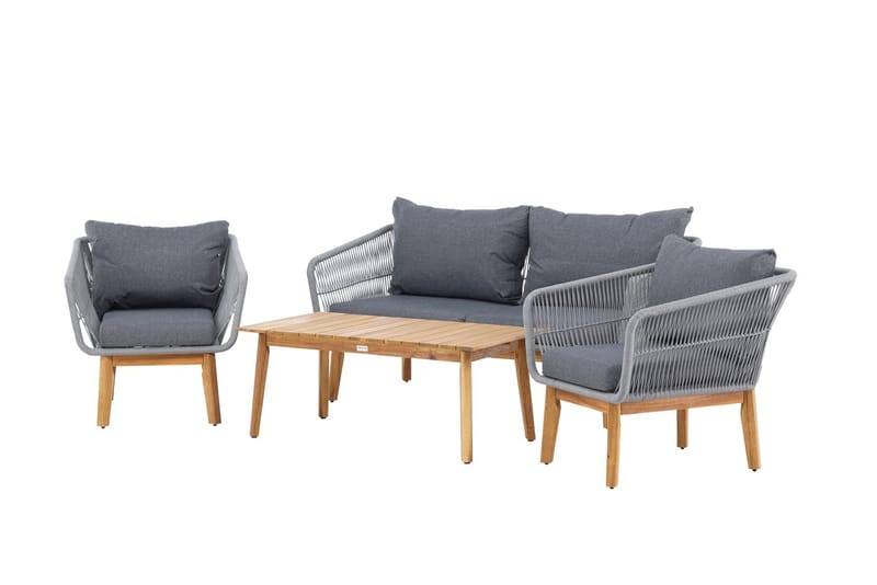 Soffgrupp Chania 2-sits Soffa + 2 Fåtöljer med bord Utomhus - Grå, Natur - Utemöbler & utemiljö - Utegrupp - Soffgrupp utomhus