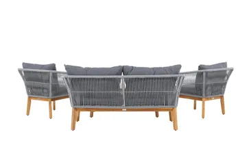 Soffgrupp Chania 2-sits Soffa + 2 Fåtöljer med bord Utomhus - Grå, Natur - Utemöbler & utemiljö - Utegrupp - Soffgrupp utomhus