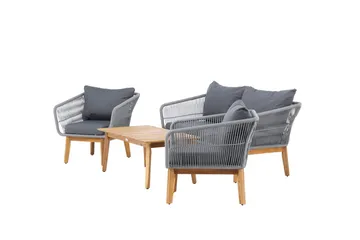 Soffgrupp Chania 2-sits Soffa + 2 Fåtöljer med bord Utomhus - Grå, Natur - Utemöbler & utemiljö - Utegrupp - Soffgrupp utomhus
