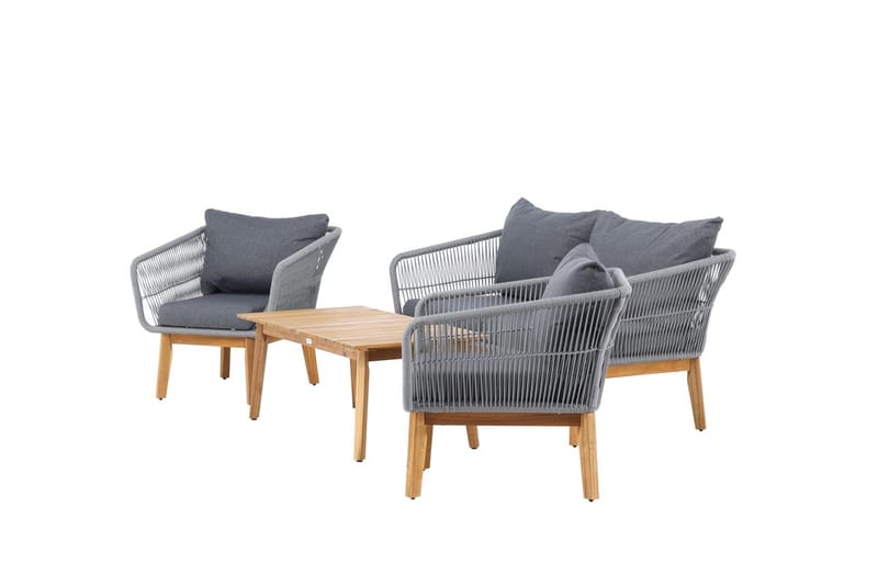 Soffgrupp Chania 2-sits Soffa + 2 Fåtöljer med bord Utomhus - Grå, Natur - Utemöbler & utemiljö - Utegrupp - Soffgrupp utomhus