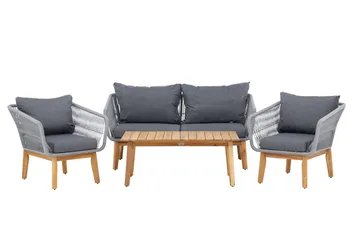 Soffgrupp Chania 2-sits Soffa + 2 Fåtöljer med bord Utomhus - Grå, Natur - Utemöbler & utemiljö - Utegrupp - Soffgrupp utomhus