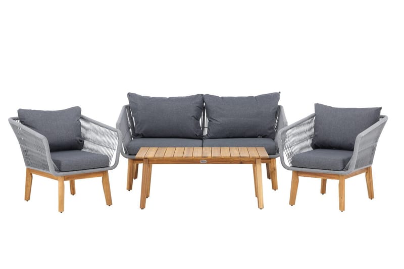 Soffgrupp Chania 2-sits Soffa + 2 Fåtöljer med bord Utomhus - Grå, Natur - Utemöbler & utemiljö - Utegrupp - Soffgrupp utomhus