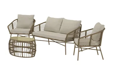 Soffgrupp Lipari 2-sits Soffa + 2 Fåtöljer med bord Utomhus - Brun - Utemöbler & utemiljö - Utegrupp - Soffgrupp utomhus