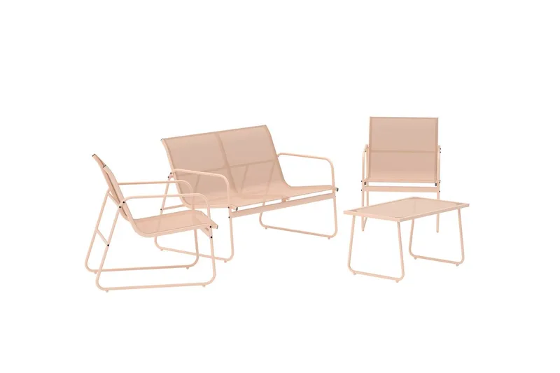 Soffgrupp Scopello 2-sits Soffa + 2 Fåtöljer med bord Utomhus - Beige - Utemöbler & utemiljö - Utegrupp - Soffgrupp utomhus