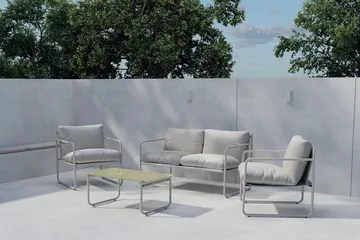 Soffgrupp Thassos 2-sits Soffa + 2 Fåtöljer med bord Utomhus - Beige - Utemöbler & utemiljö - Utegrupp - Soffgrupp utomhus