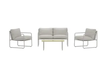 Soffgrupp Thassos 2-sits Soffa + 2 Fåtöljer med bord Utomhus - Beige - Utemöbler & utemiljö - Utegrupp - Soffgrupp utomhus