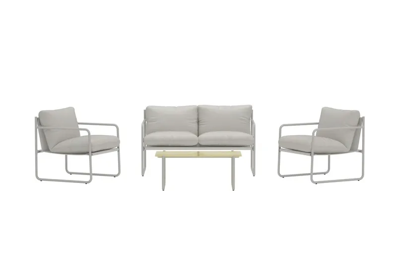 Soffgrupp Thassos 2-sits Soffa + 2 Fåtöljer med bord Utomhus - Beige - Utemöbler & utemiljö - Utegrupp - Soffgrupp utomhus