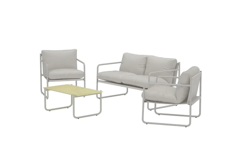 Soffgrupp Thassos 2-sits Soffa + 2 Fåtöljer med bord Utomhus - Beige - Utemöbler & utemiljö - Utegrupp - Soffgrupp utomhus