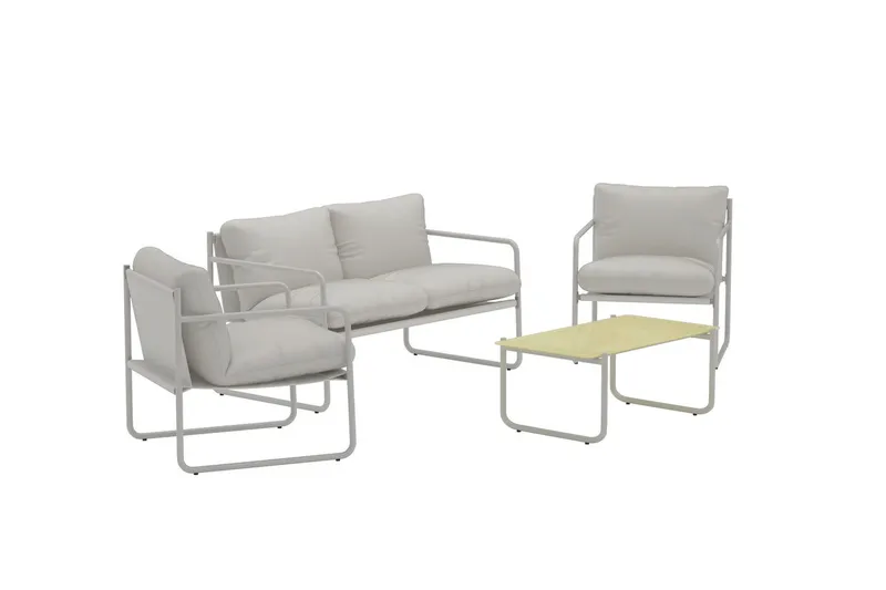 Soffgrupp Thassos 2-sits Soffa + 2 Fåtöljer med bord Utomhus - Beige - Utemöbler & utemiljö - Utegrupp - Soffgrupp utomhus