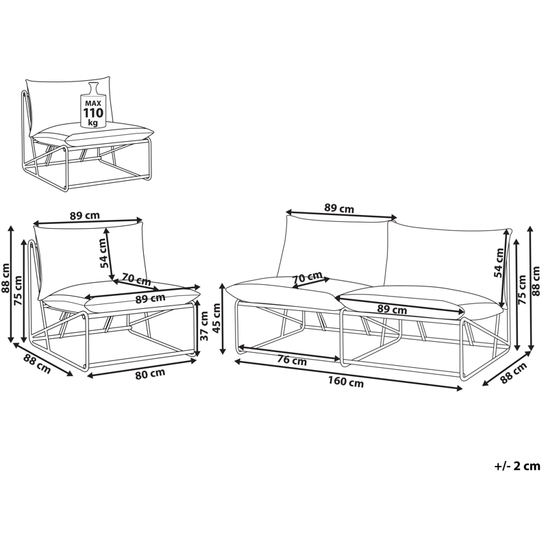 Soffgrupp utomhus 3-Sits Pico - Grå - Utemöbler & utemiljö - Utegrupp - Soffgrupp utomhus