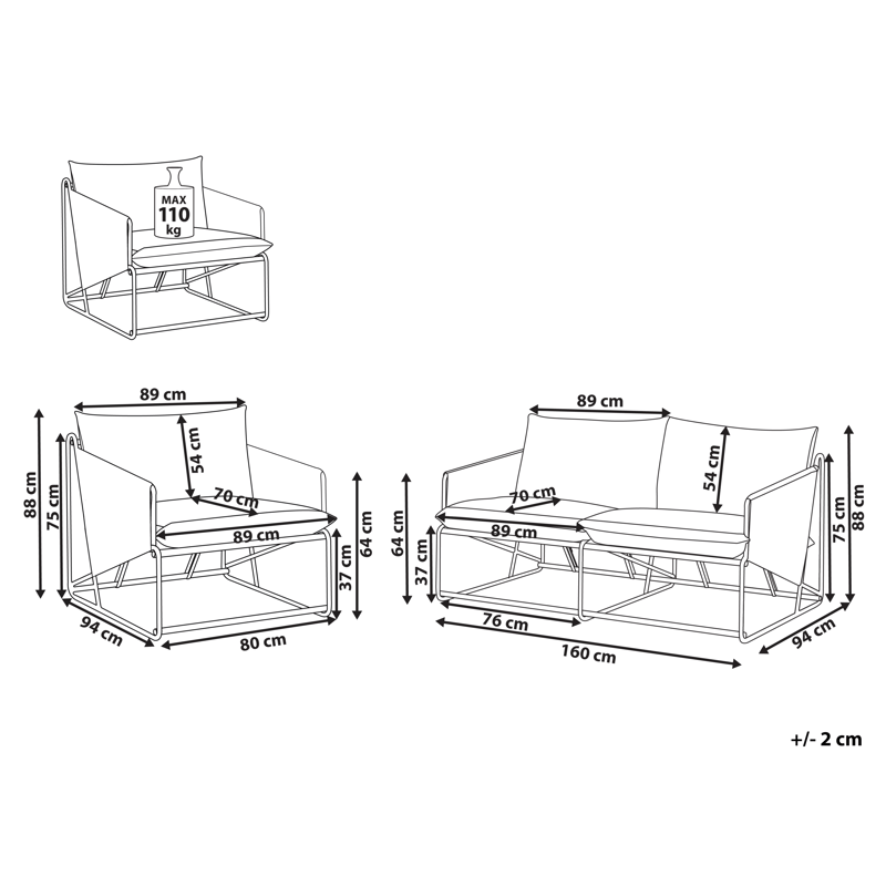 Soffgrupp utomhus 3-Sits Ponte - Grön/Beige - Utemöbler & utemiljö - Utegrupp - Soffgrupp utomhus