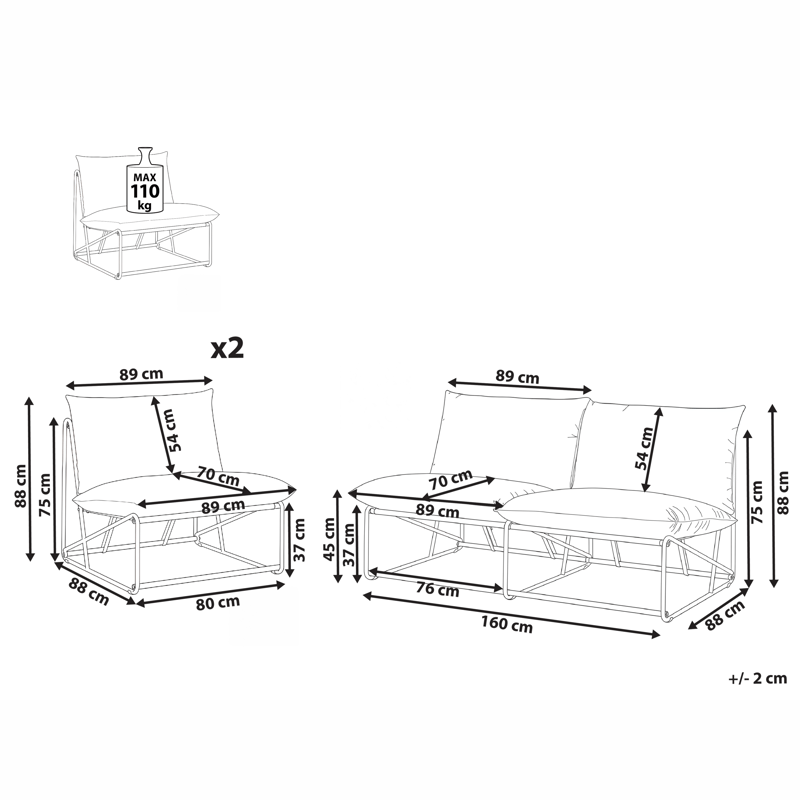 Soffgrupp utomhus 4-Sits Pico - Grå - Utemöbler & utemiljö - Utegrupp - Soffgrupp utomhus