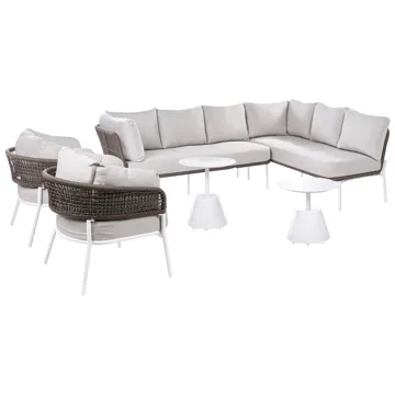 Soffgrupp utomhus 7-Sits Robella med Bord - Beige/Vit/Brun - Utemöbler & utemiljö - Utegrupp - Soffgrupp utomhus