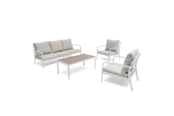 Soffgrupp Utomhus Hillerstorp Hånger - Vit ram Dynor gråbeige - Utemöbler & utemiljö - Utegrupp - Soffgrupp utomhus