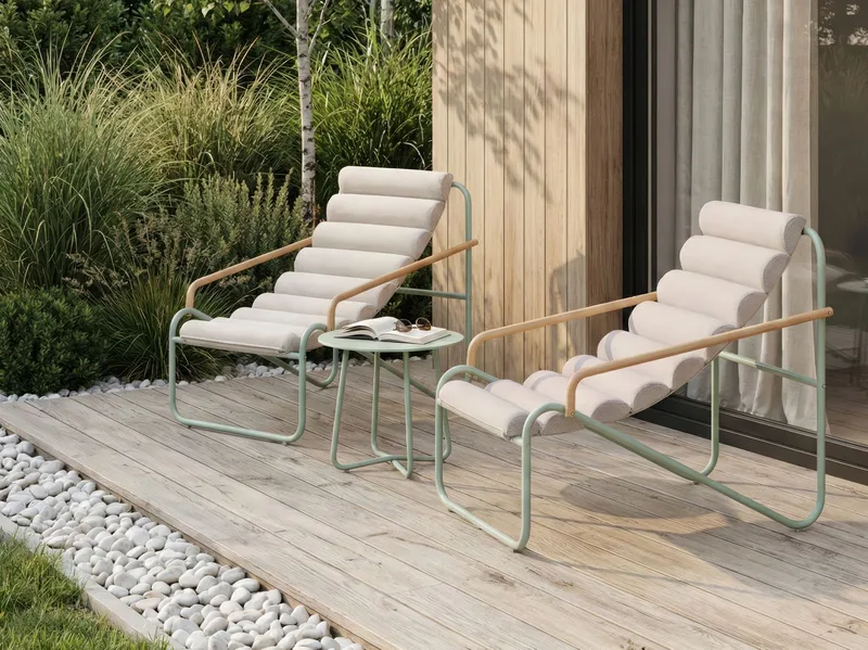 Soffgrupp utomhus med Bord 2-Sits Pasto - Grön/Beige - Utemöbler & utemiljö - Utegrupp - Cafegrupp & cafeset