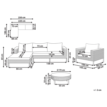 Soffgrupp utomhus med Bord 4-Sits Calasetta Högervänd Konstrotting - Beige - Utemöbler & utemiljö - Utegrupp - Soffgrupp utomhus
