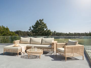 Soffgrupp utomhus med Bord 4-Sits Calasetta Högervänd Konstrotting - Beige - Utemöbler & utemiljö - Utegrupp - Soffgrupp utomhus
