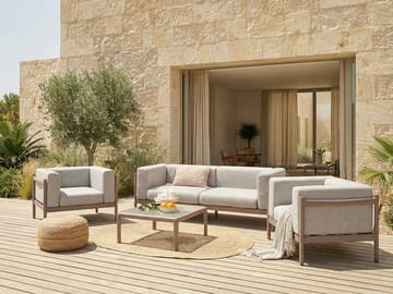 Soffgrupp utomhus med Bord 4-Sits Ferretti - Grå/Beige - Utemöbler & utemiljö - Utegrupp - Soffgrupp utomhus