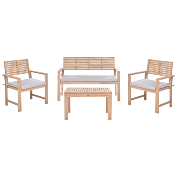 Soffgrupp utomhus med Bord 4-Sits Fiames Akaciaträ - Brun/Grå - Utemöbler & utemiljö - Utegrupp - Soffgrupp utomhus