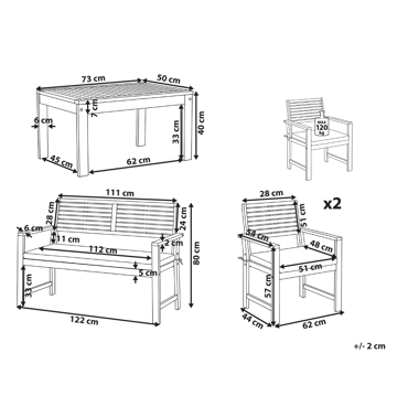 Soffgrupp utomhus med Bord 4-Sits Fiames Akaciaträ - Brun/Grå - Utemöbler & utemiljö - Utegrupp - Soffgrupp utomhus