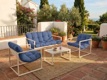 Soffgrupp utomhus med Bord 4-Sits Garda - Blå/Vit - Utemöbler & utemiljö - Utegrupp - Soffgrupp utomhus