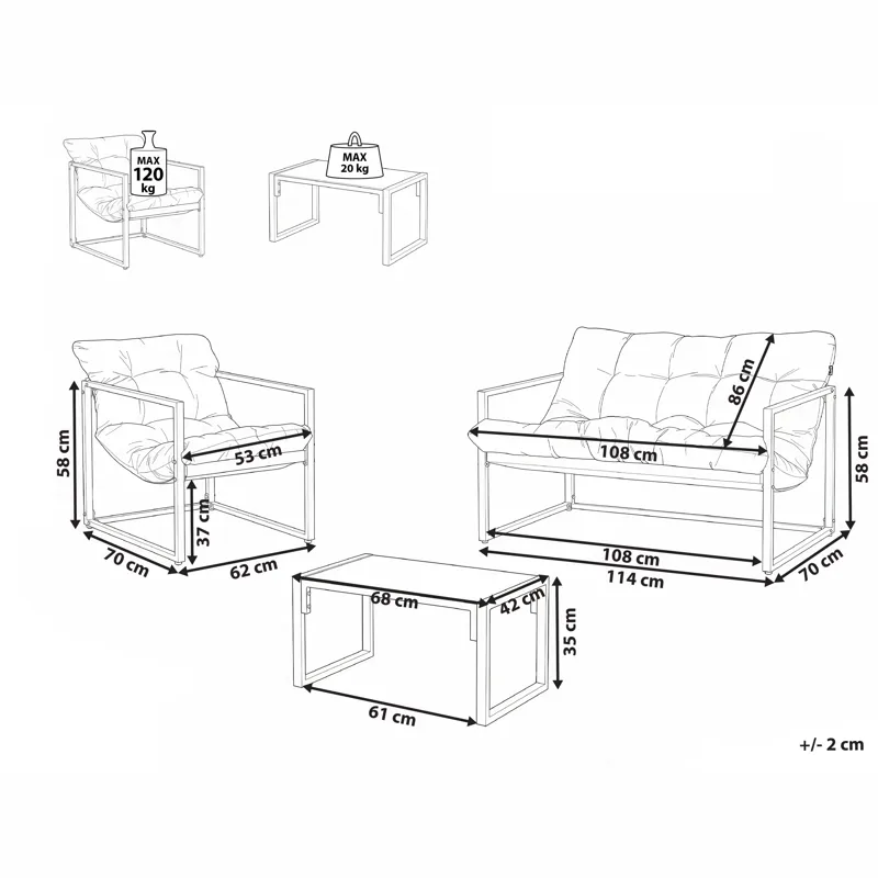 Soffgrupp utomhus med Bord 4-Sits Garda - Grön/Vit - Utemöbler & utemiljö - Utegrupp - Soffgrupp utomhus