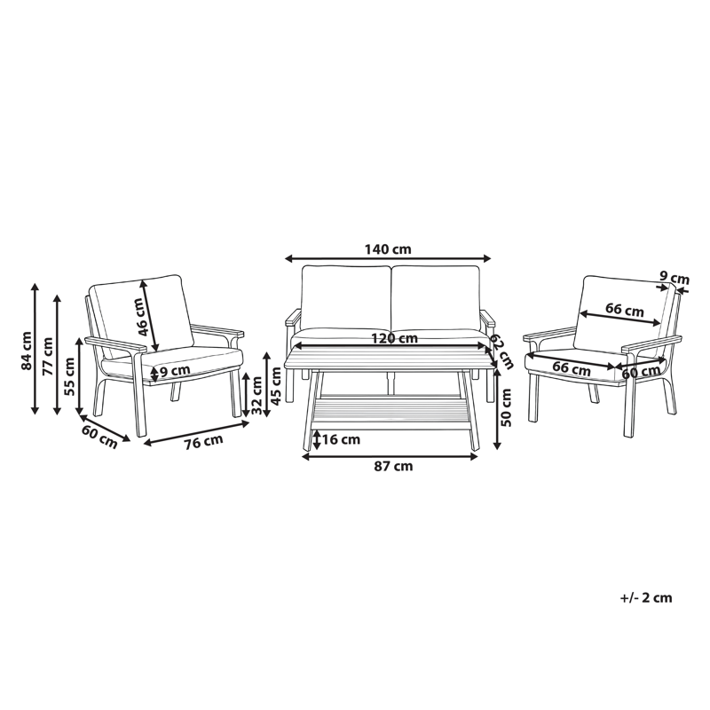 Soffgrupp utomhus med Bord 4-Sits Orero - Beige/Vit/Brun - Utemöbler & utemiljö - Utegrupp - Soffgrupp utomhus