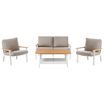 Soffgrupp utomhus med Bord 4-Sits Orero - Beige/Vit/Brun - Utemöbler & utemiljö - Utegrupp - Soffgrupp utomhus
